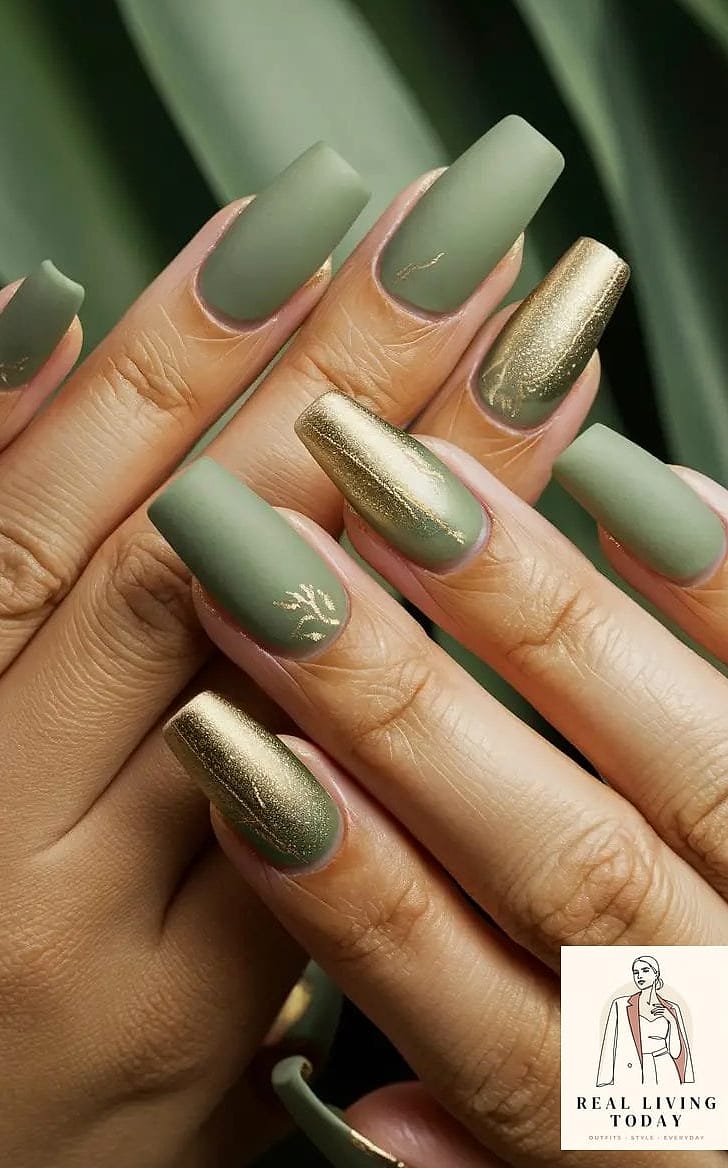 Sage Green with a Single Gold Line