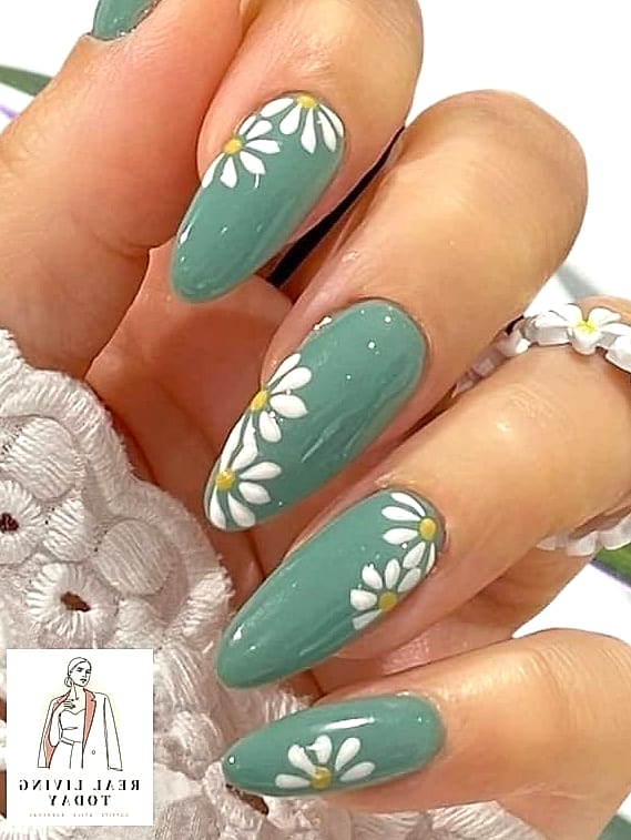 Sage Green with Tiny Daisies