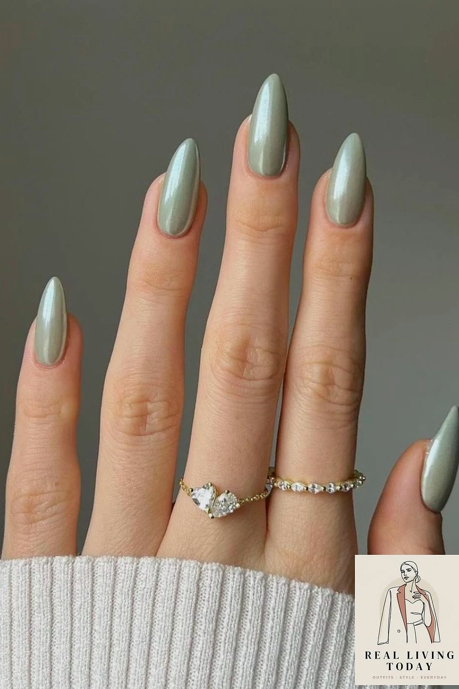 Sage Green with Silver Chrome Tips