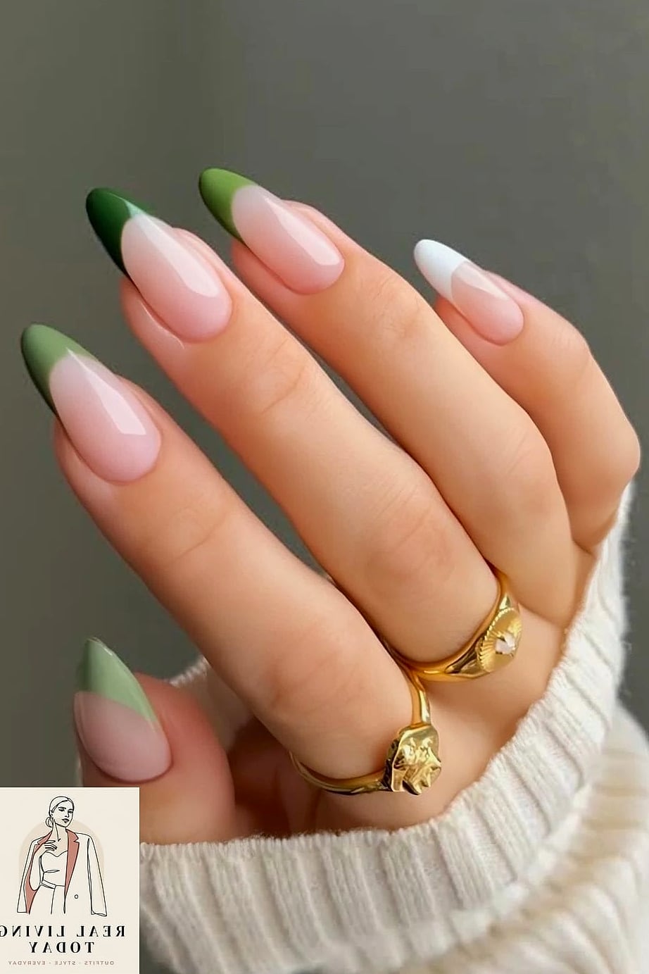 Sage Green Gradient French Tips