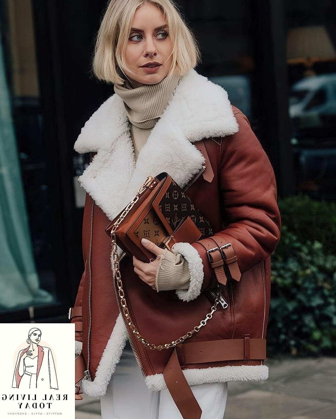 22 Coat Outfit Ideas That Will Make You Look Like the Coolest Girl This Season 9 The Shearling Aviator Moment