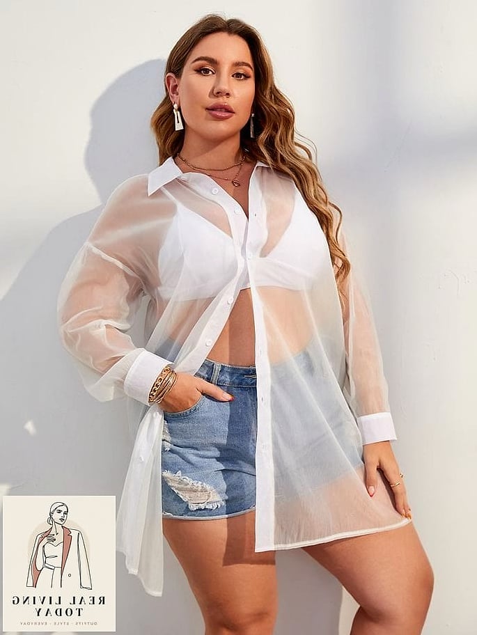 Sheer Button Down Over a Bralette