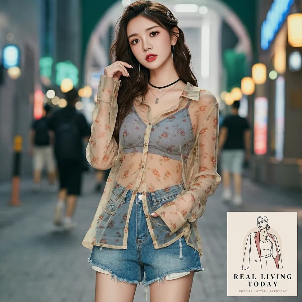 22 Pop Concert Outfit That Are Seriously Stylish Right Now 19 Sheer Layered Top with Bralette