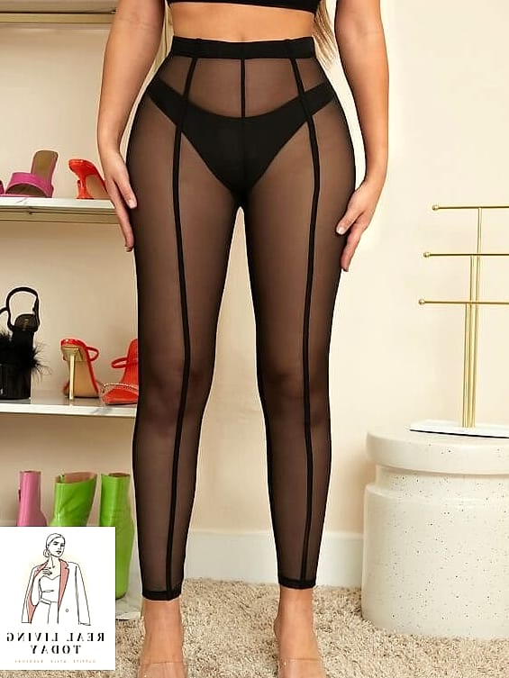 Sheer or Mesh Layer Over Leggings
