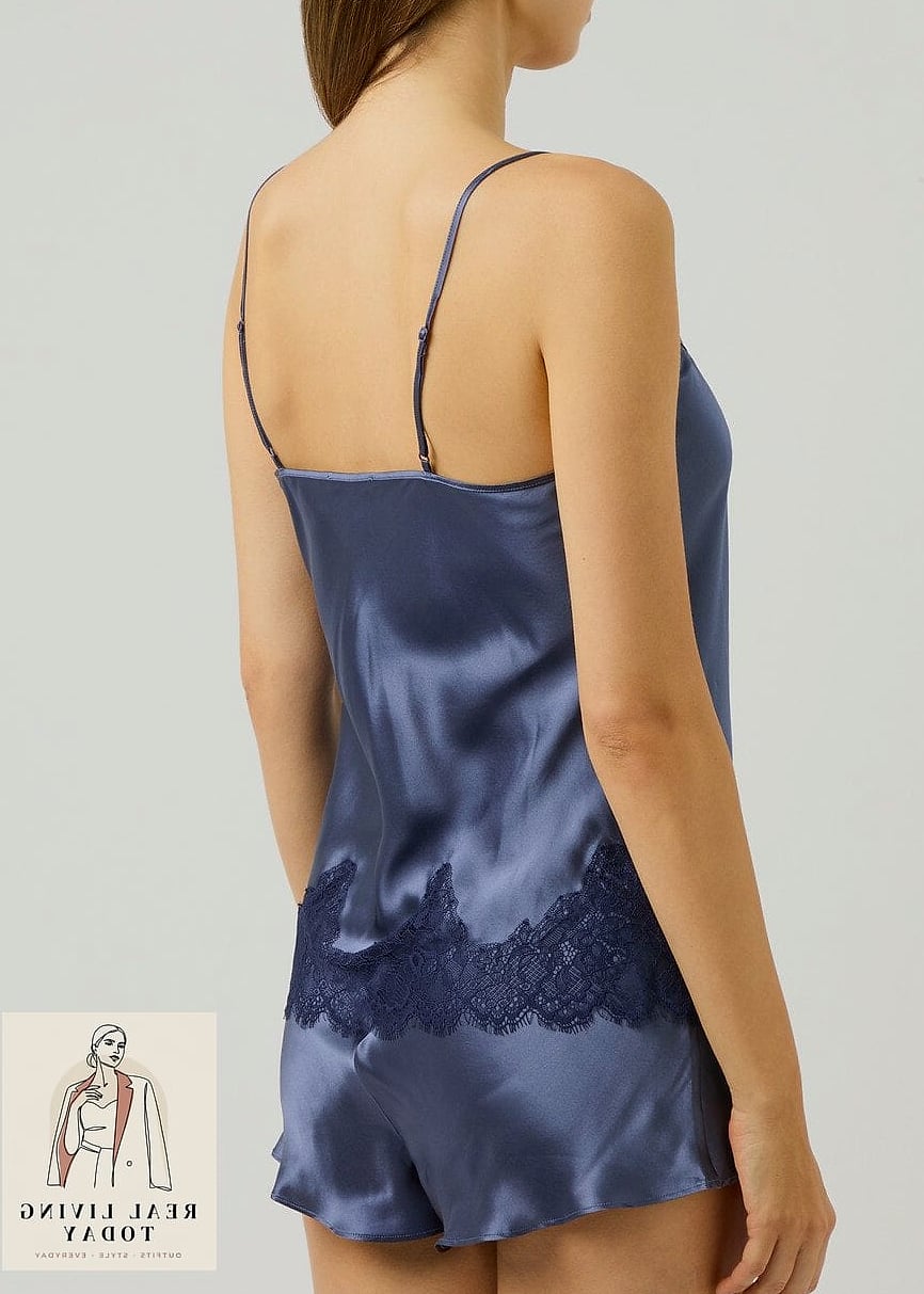 30 Dark Blue Jeans Outfit That Actually Look Amazing 20 Silk Camisole and Blazer