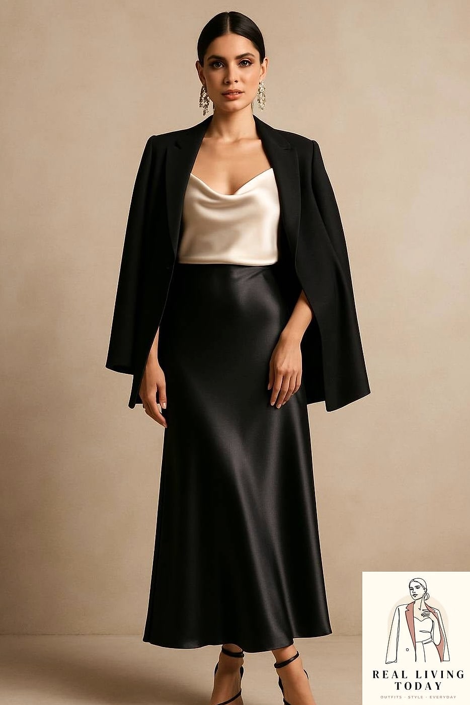 30 Outfits With Black Skirt That Are Seriously Stylish Right Now 10 Silk Camisole and Slip Skirt