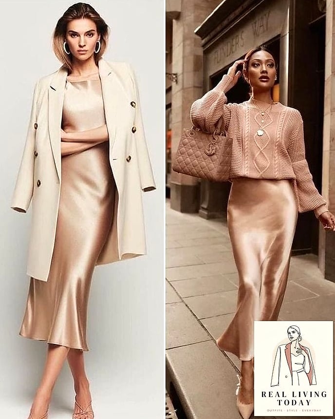 The Silk Slip Dress and Chunky Cardigan