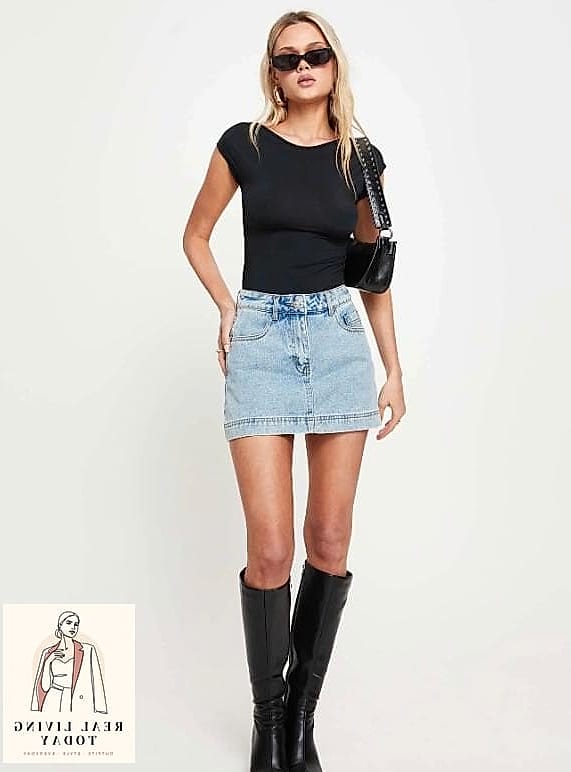 28 Denim Mini Skirt Outfit Worth Pinning Immediately 23 Sporty Biker Shorts Underneath