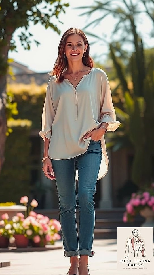 Straight-Leg Jeans and a Chunky Knit Sweater