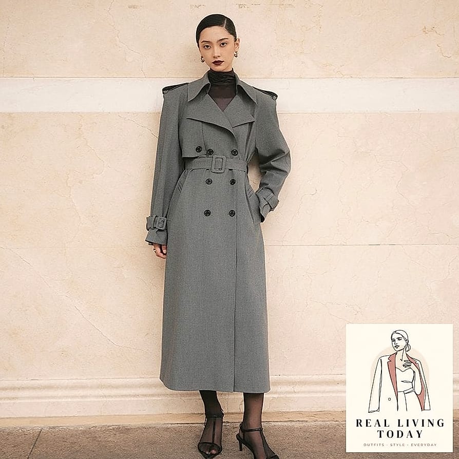 22 Trench Coat Outfit Worth Pinning Immediately 23 Trench Coat Layered Over Turtleneck and Midi Skirt