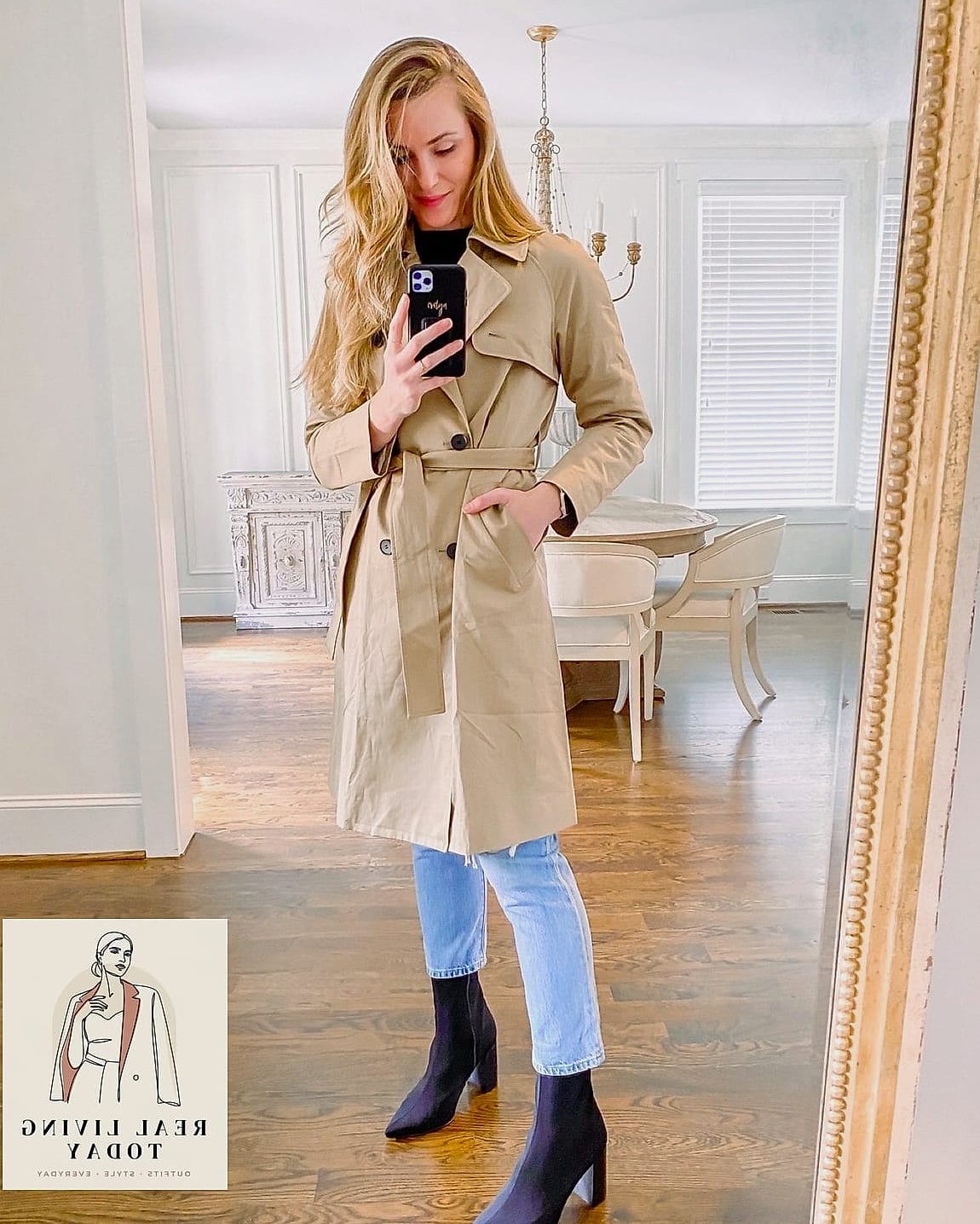 Trench Coat Over a Little Black Dress