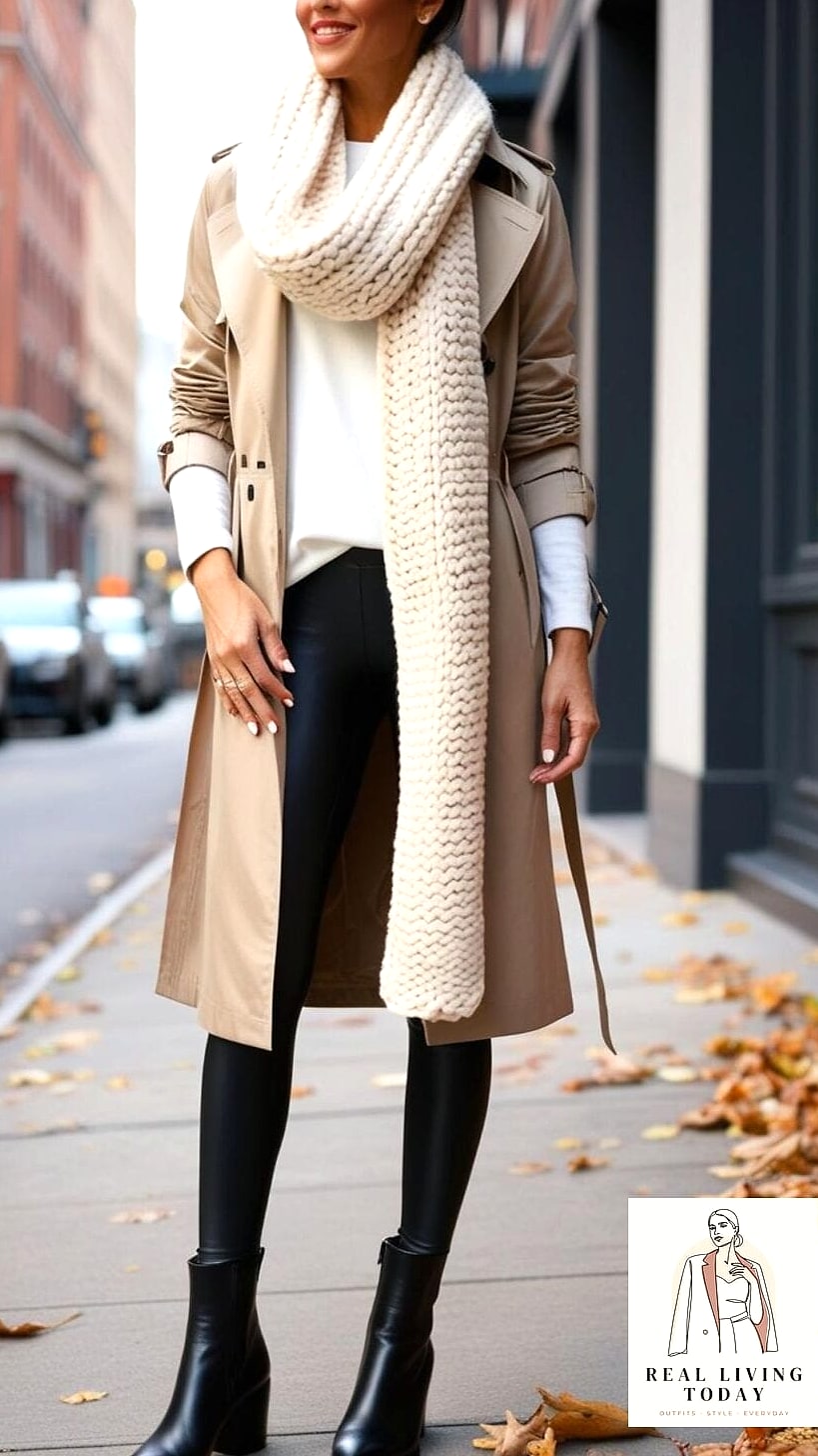 30 Leggings Outfit Fall to Copy Right Now 4 The Trench Coat Layer