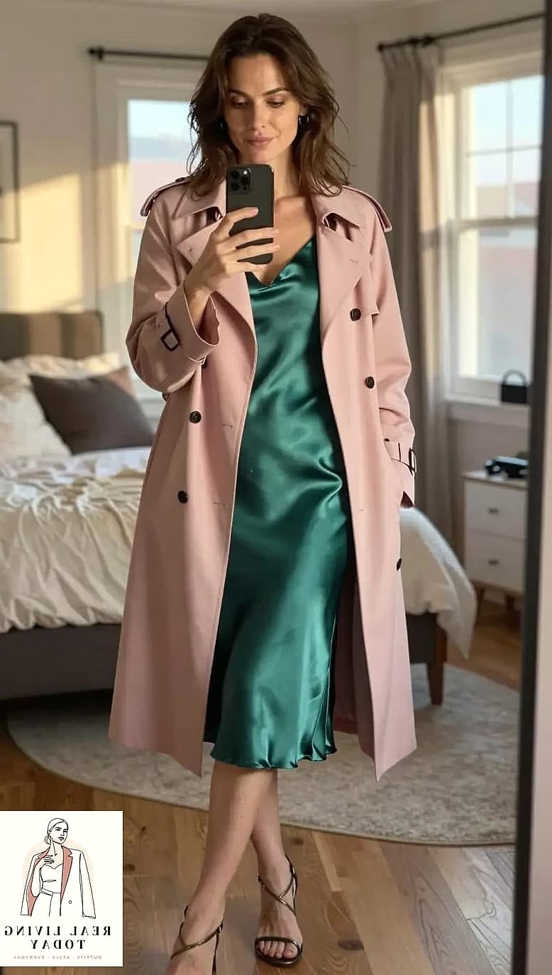 22 Coat Outfit Ideas That Will Make You Look Like the Coolest Girl This Season 11 Trench Coat Over a Slip Dress