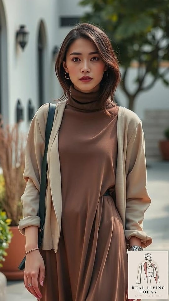 Turtleneck Under a Slip Dress