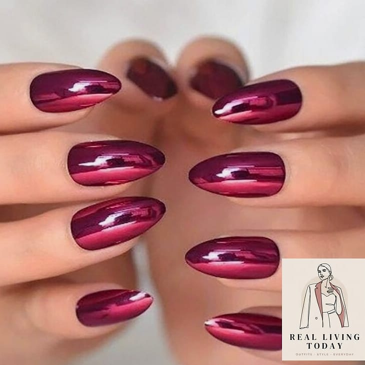 25 Fall Chrome Nail Ideas So Good They're Worth Every Penny at the Salon 15 Two-Tone Burgundy and Gold Chrome