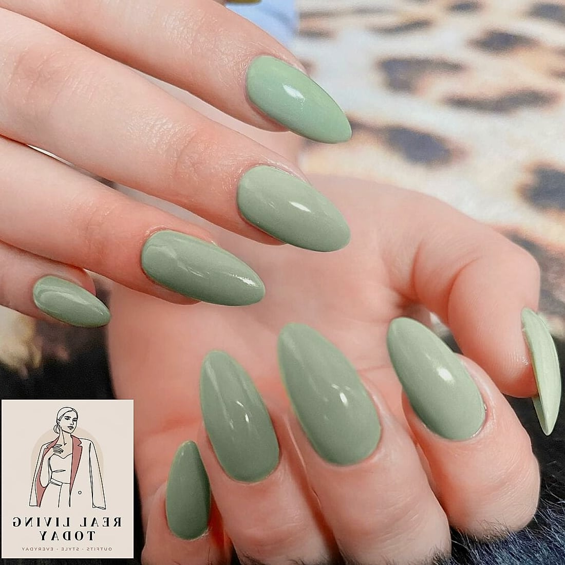 Two-Tone Sage Nails