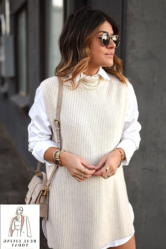 20 Sweater Over Dress That Actually Look Amazing 7 Vest Sweater Over a Long Sleeve Dress