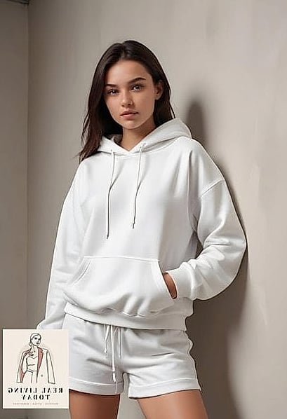 White Shorts with an Oversized Hoodie