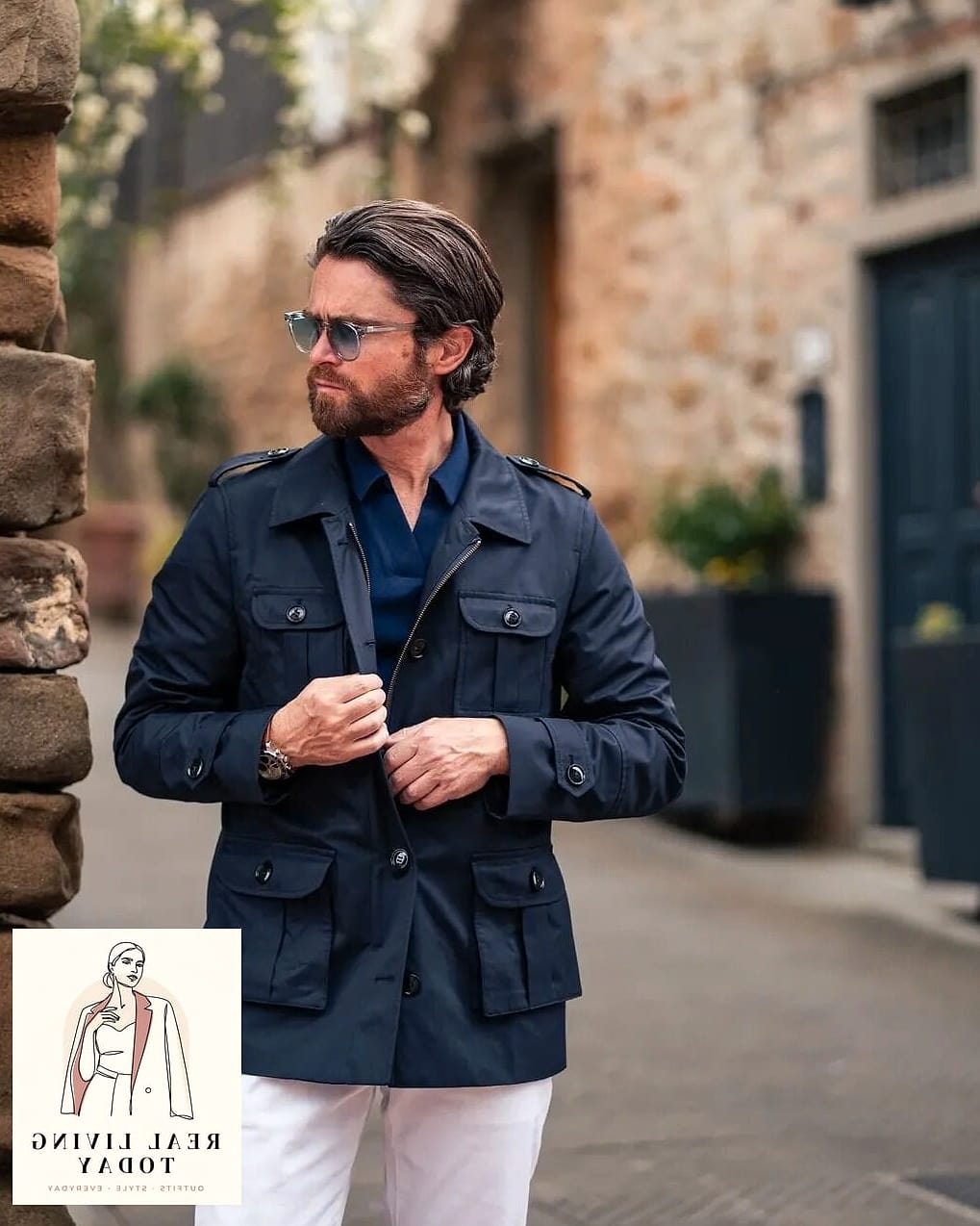 White Shorts with a Utility Jacket