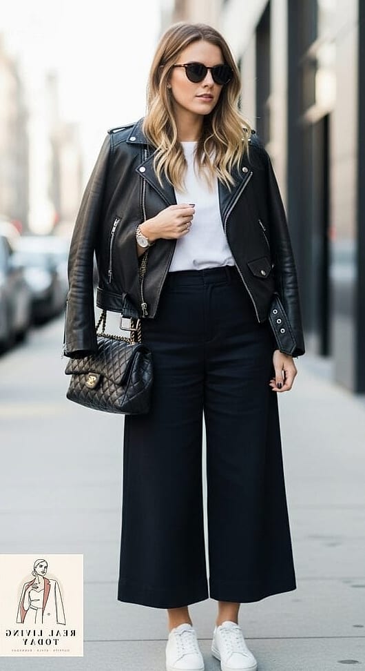 28 Edgy Work Outfits You'll Want to Wear on Repeat 18 Wide-Leg Trousers With a Cropped Vest