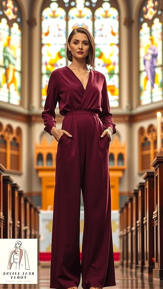 28 Church Outfit That Look Effortlessly Chic 4 Wide-Leg Trousers with a Silk Cami and Blazer