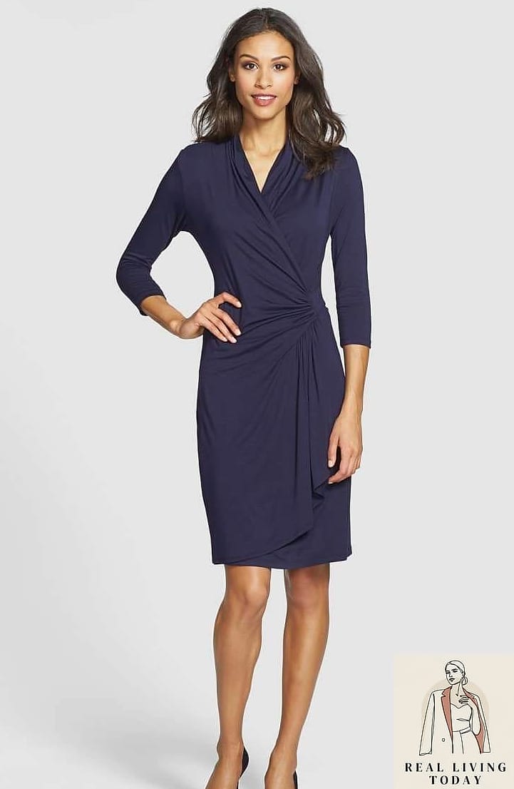 25 Fall Business Outfit Ideas to Copy Right Now 17 Wrap Dress for Easy Polish
