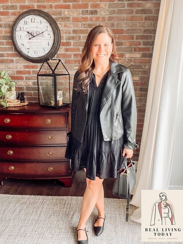 24 Leather Jacket Outfit You'll Want to Wear on Repeat 9 Wrap Dress With a Belted Leather Jacket