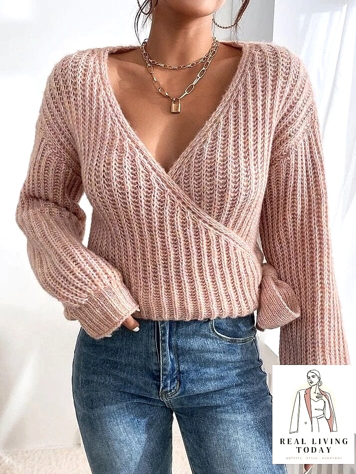22 Cute Comfy Outfits That Actually Look Amazing 15 Wrap Sweater and Leggings for Ultimate Coziness